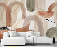 Load image into Gallery viewer, Abstract Watercolor Wallpaper | Neutral Geometric Wall Mural | Boho Japandi Wallpaper | Modern Minimalist Peel and Stick Decor