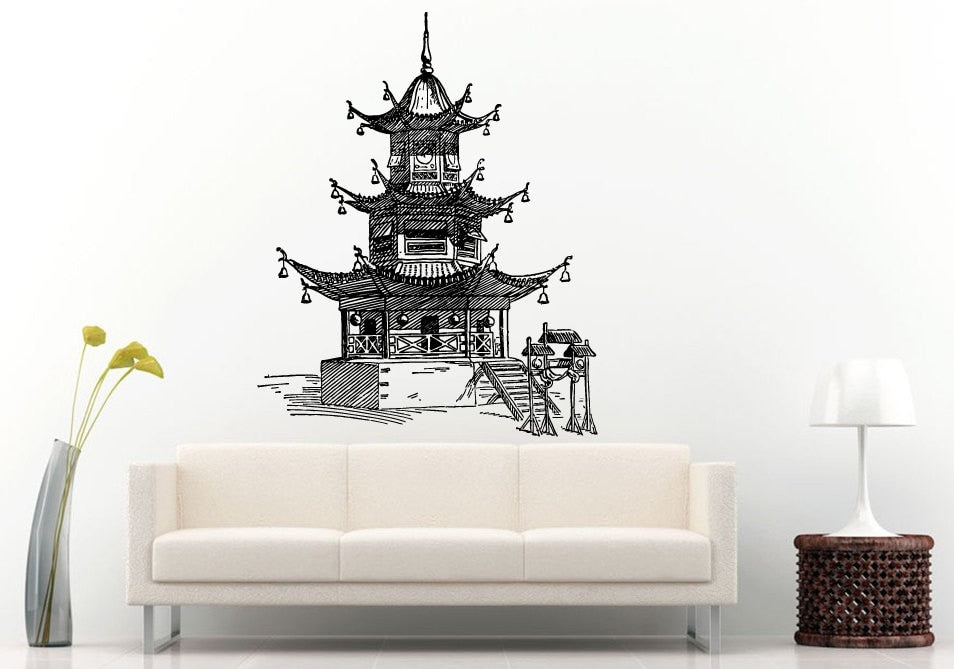 Pagoda Chinese Japanese Asian Eastern Architecture Building House Wall Decal Vinyl Sticker Mural Room Decor L1111