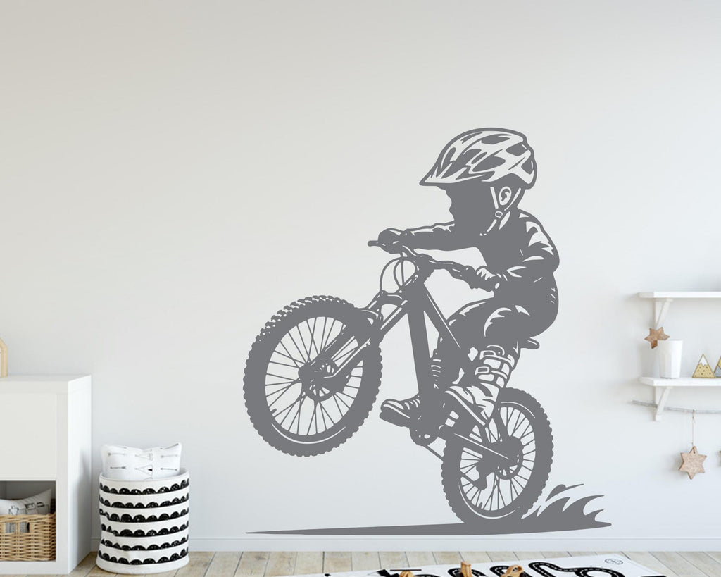 Little Boy Bicycle Wall Decal, Bike Wall sticker, Bicycle wall art Kids room Decal 0441DE