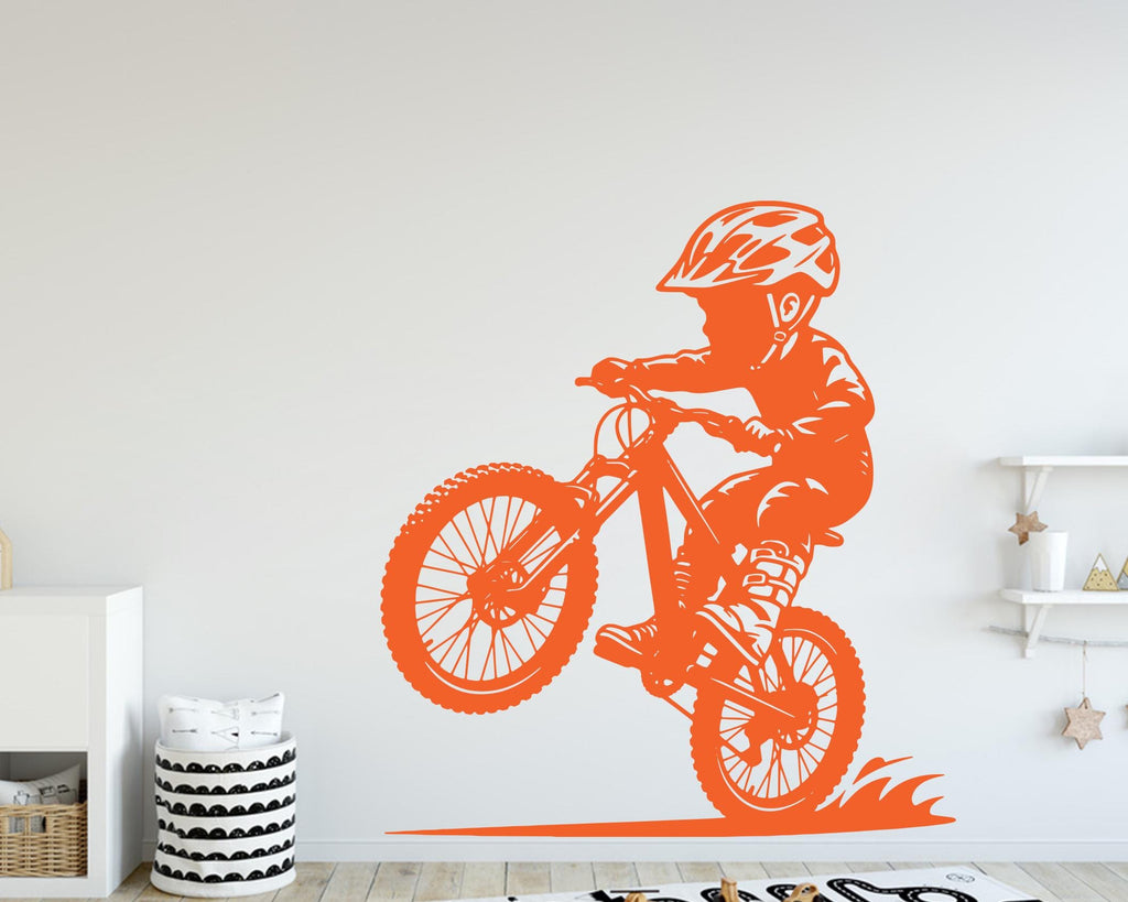 Little Boy Bicycle Wall Decal, Bike Wall sticker, Bicycle wall art Kids room Decal 0441DE