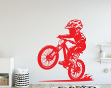 Load image into Gallery viewer, Little Boy Bicycle Wall Decal, Bike Wall sticker, Bicycle wall art Kids room Decal 0441DE