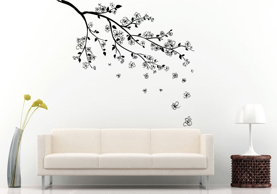 Sakura Japanese Tree Flower Branch Asian Nature Floral Decoration Wall Decal Vinyl Sticker Mural Room Decor L1127