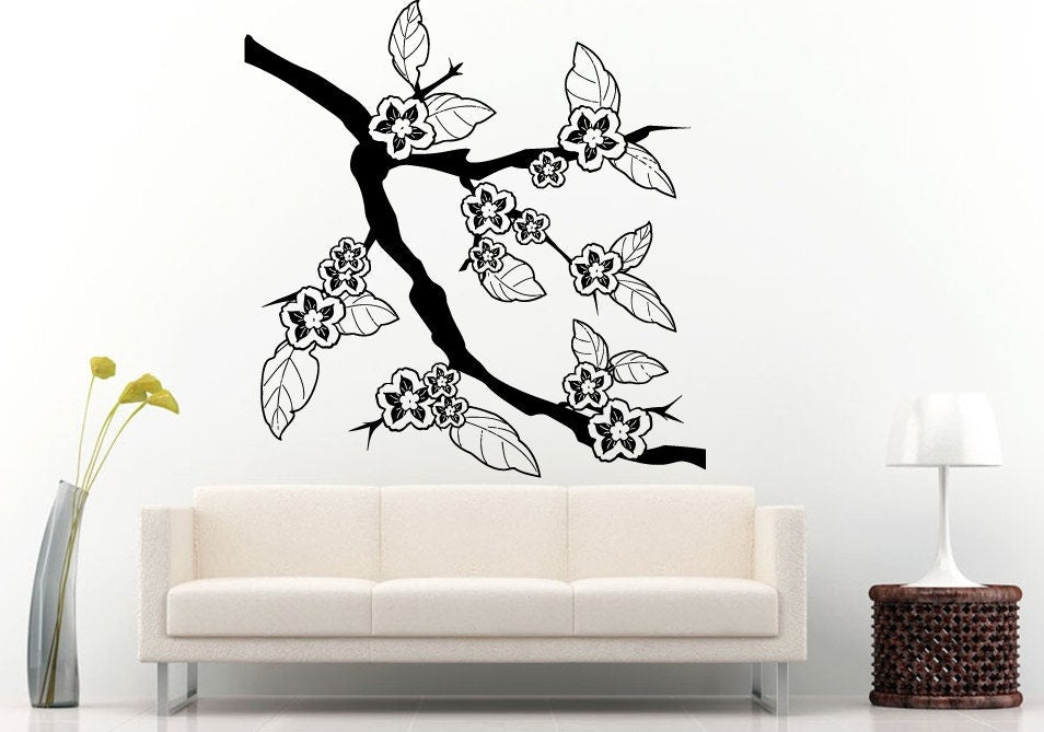 Sakura Japanese Tree Flower Branch Asian Nature Floral Decoration Wall Decal Vinyl Sticker Mural Room Decor L1129