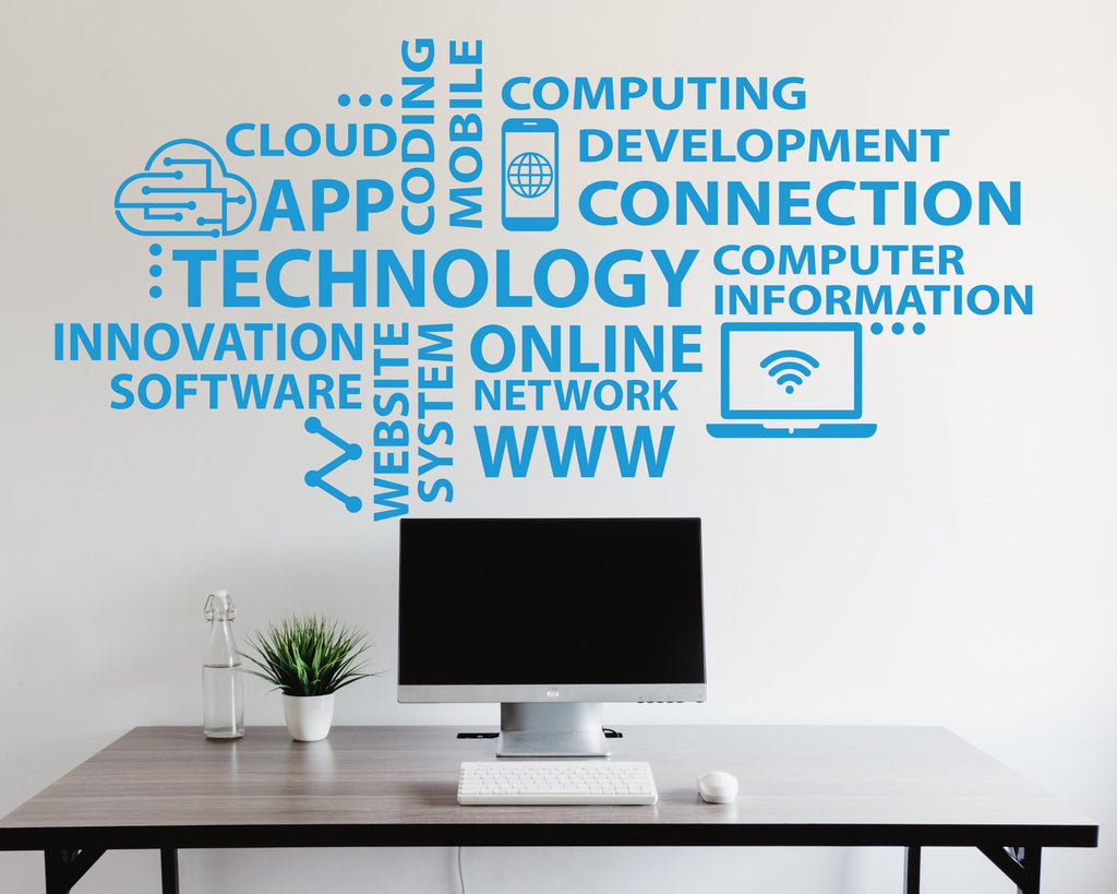 Technology Wall Decal, Circuit Board Wall Vinyl, Office Wall Decor, Business Software Wall Sticker, Computer It Decor Office 1197RS