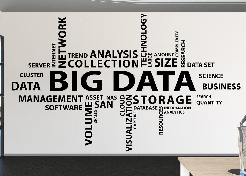Big Data Wall Decal, Data Wall Vinyl, Office Wall Decor, Business Software Wall Sticker, Computer It Decor Office 1198RS