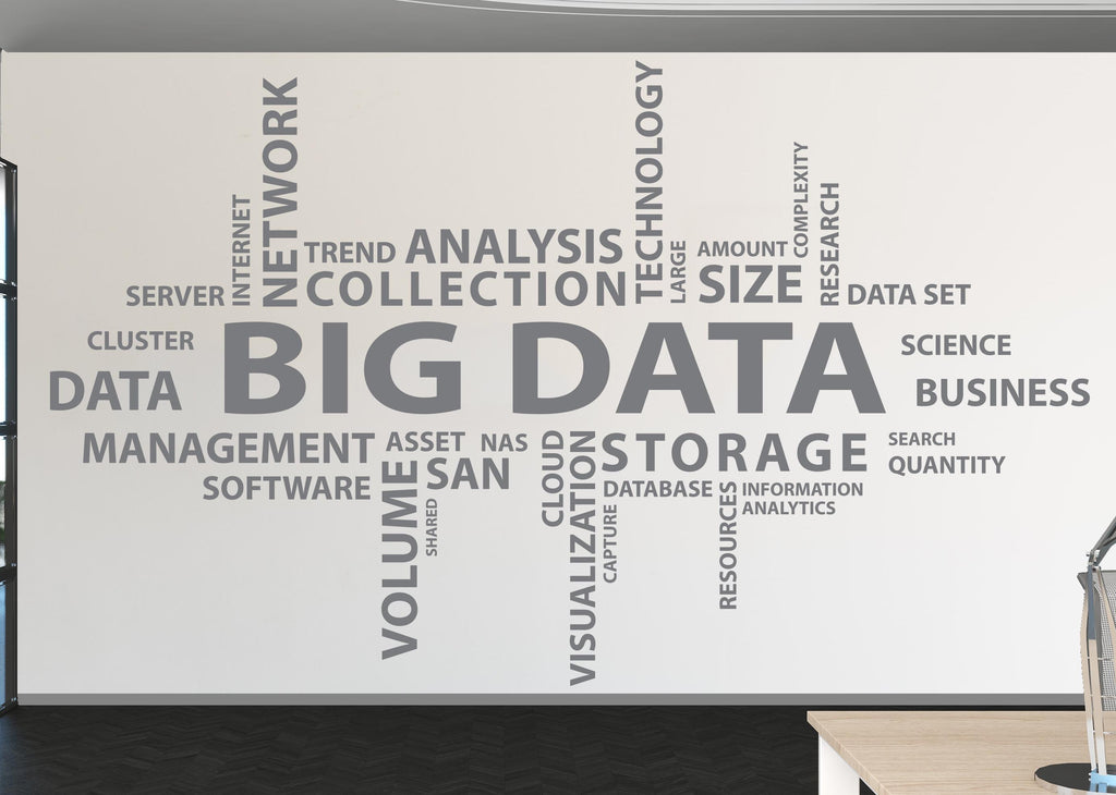 Big Data Wall Decal, Data Wall Vinyl, Office Wall Decor, Business Software Wall Sticker, Computer It Decor Office 1198RS