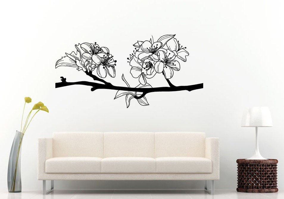 Sakura Japanese Tree Flower Branch Asian Nature Floral Wall Decal Vinyl Sticker Mural Room Decor L1132