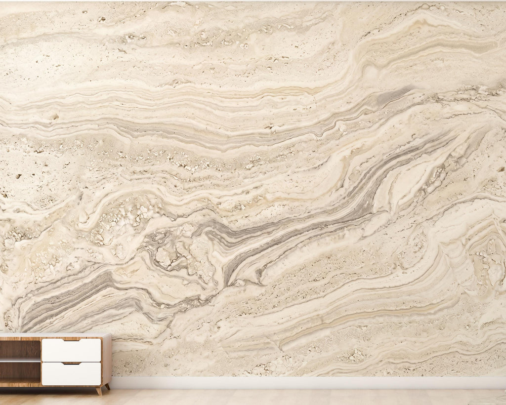Beige Marble Wallpaper | Neutral Stone Effect Wall Mural | Luxury Travertine Wallpaper | Modern Abstract Wall Decor | Peel and Stick 1199RS