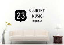 Load image into Gallery viewer, Country Music Highway Twenty Three 23 Road Sign Shield Musical Genre Wall Decal Vinyl Sticker Mural Room Decor L1138