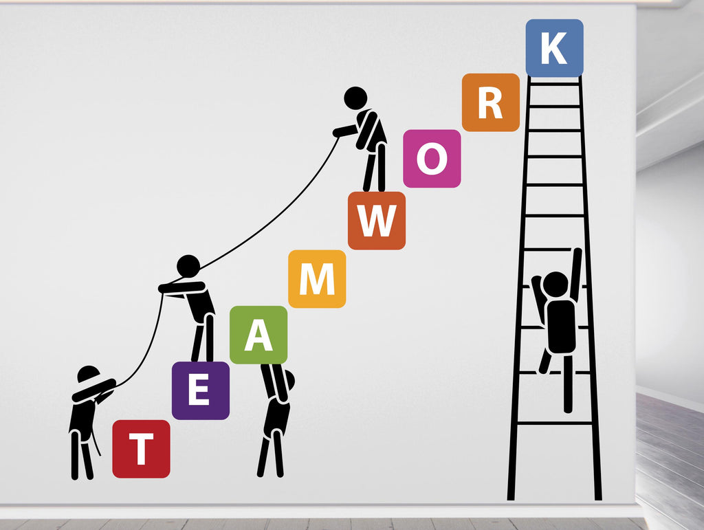 Teamwork Office Wall Decal Idea Teamwork Business Worker Inspire Office Decoration Motivation Stickers Mural Unique Gift 1192RS