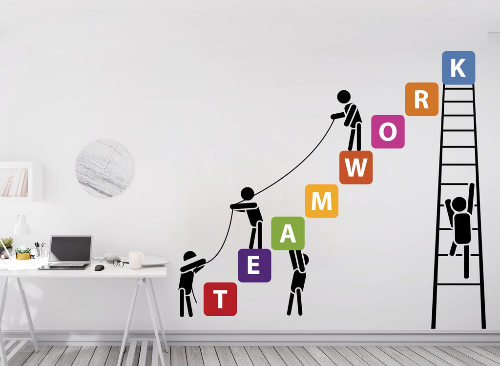 Teamwork Office Wall Decal Idea Teamwork Business Worker Inspire Office Decoration Motivation Stickers Mural Unique Gift 1192RS