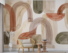 Load image into Gallery viewer, Abstract Watercolor Wallpaper | Neutral Geometric Wall Mural | Boho Japandi Wallpaper | Modern Minimalist Peel and Stick Decor