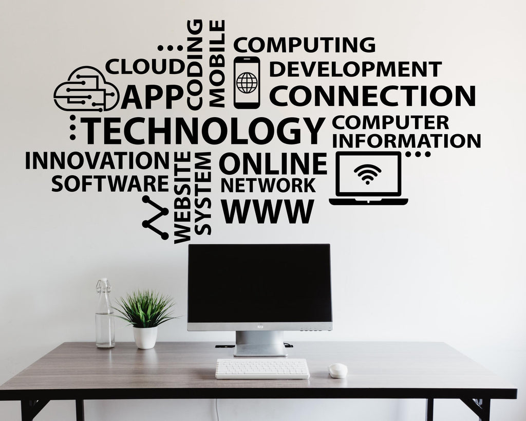 Technology Wall Decal, Circuit Board Wall Vinyl, Office Wall Decor, Business Software Wall Sticker, Computer It Decor Office 1197RS