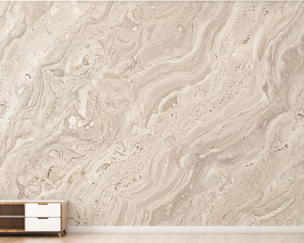 Beige Marble Wallpaper | Neutral Stone Effect Wall Mural | Luxury Travertine Wallpaper | Modern Abstract Wall Decor | Peel and Stick 1200RS