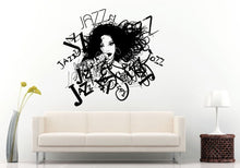 Load image into Gallery viewer, Jazz Sax Saxophone Instrument Tool Band Musical Genre Woman Girl Vocalist Microphone Band Wall Decal Vinyl Sticker Mural Room Decor L1148