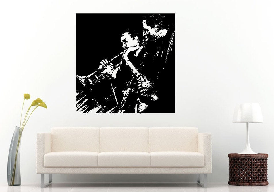 Jazz Sax Saxophone Instrument Tool Band Musical Genre Man Band Wall Decal Vinyl Sticker Mural Room Decor L1150