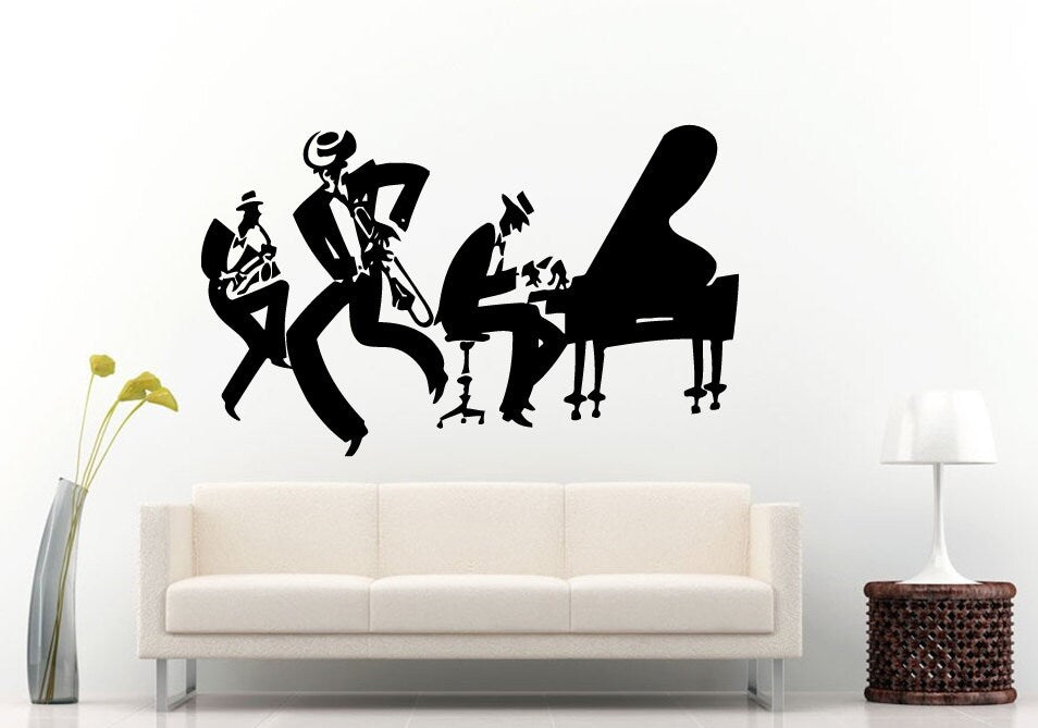 Jazz Sax Saxophone Instrument Tool Band Musical Genre Man Funny Band Wall Decal Vinyl Sticker Mural Room Decor L1152