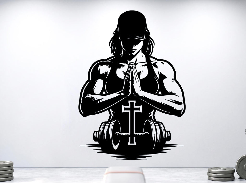 Girl Pray Gym Wall decals Fitness Wall Decal Afro Girl Workout Wall Decal Gym Wall Decor Motivational Wall Decal 1205RS