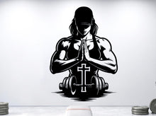 Load image into Gallery viewer, Girl Pray Gym Wall decals Fitness Wall Decal Afro Girl Workout Wall Decal Gym Wall Decor Motivational Wall Decal 1205RS