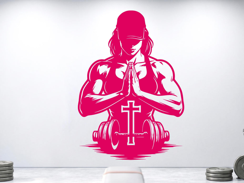 Girl Pray Gym Wall decals Fitness Wall Decal Afro Girl Workout Wall Decal Gym Wall Decor Motivational Wall Decal 1205RS
