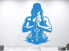 Load image into Gallery viewer, Girl Pray Gym Wall decals Fitness Wall Decal Afro Girl Workout Wall Decal Gym Wall Decor Motivational Wall Decal 1205RS