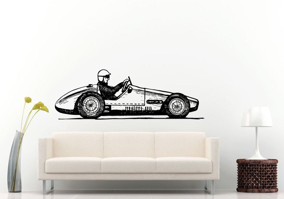 Racing Car Vehicle Tuner Tuning Custom Drifting Automobile Old Vintage Classic Formula One 1 Wall Decal Vinyl Sticker Mural Room Decor L1170