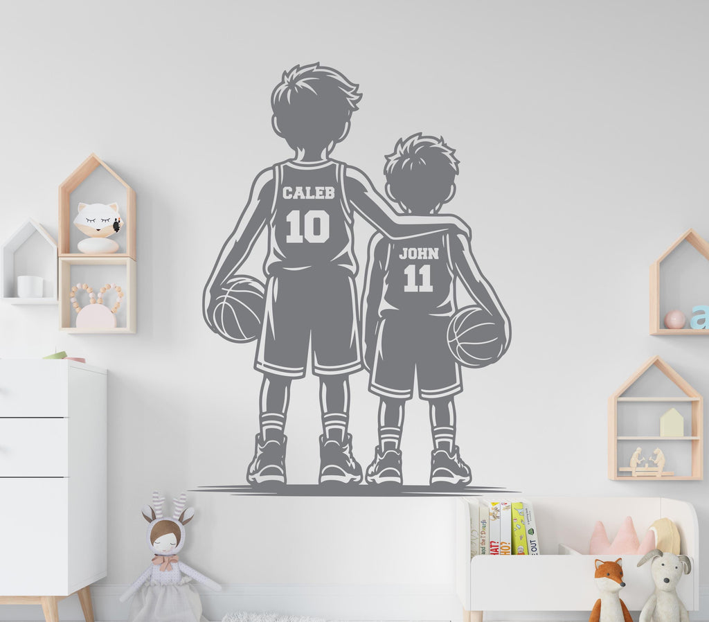 Brother Basketball wall decor, Custom Wall Decal Sport Vinyl, Basketball stickers, Boys Passion, Basketball Wall Art, Kids Room 1208RS