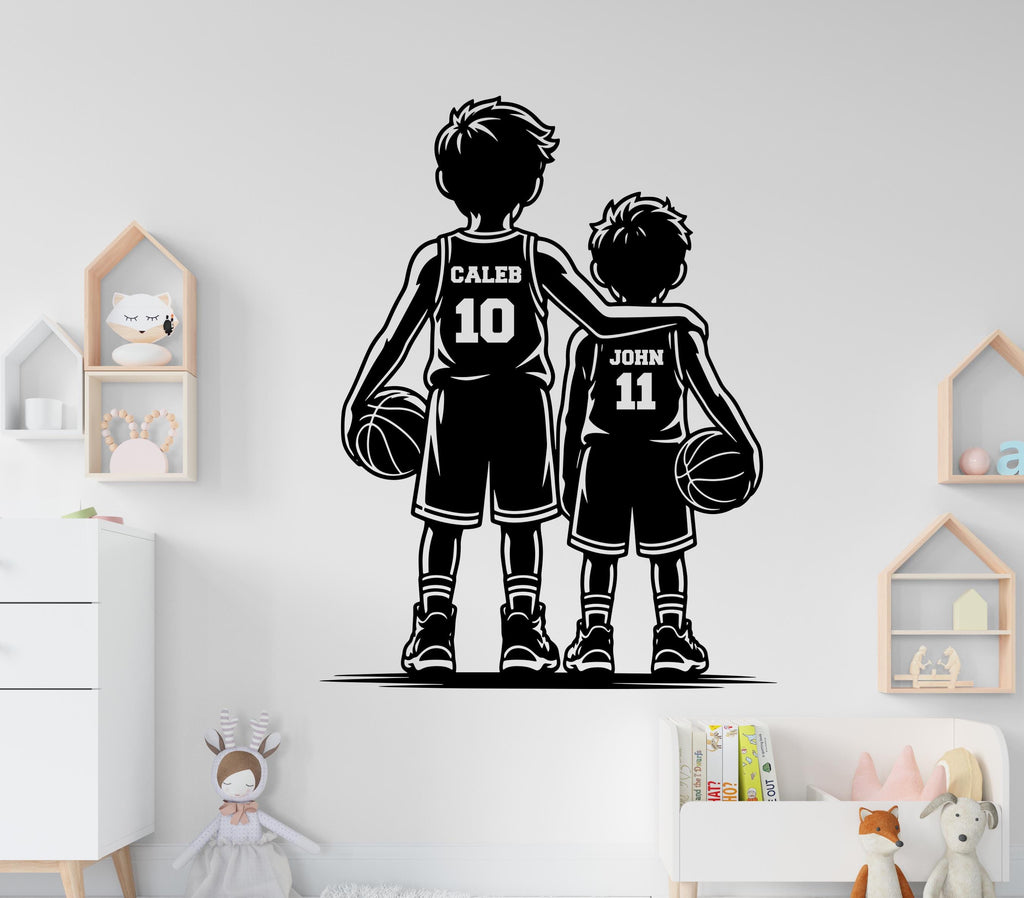 Brother Basketball wall decor, Custom Wall Decal Sport Vinyl, Basketball stickers, Boys Passion, Basketball Wall Art, Kids Room 1208RS