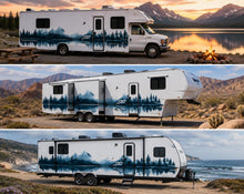 Load image into Gallery viewer, Mountain Lake RV Decal, Fifth Wheel Camper Graphic, Mountain Reflection RV Wrap, Forest Camper Decal, Motorhome Vinyl Sticker, Travel cv004