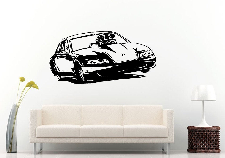 Racing Car Vehicle Tuner Tuning Custom Drifting Automobile Coupe Speed Fast Wall Decal Vinyl Sticker Mural Room Decor L1173