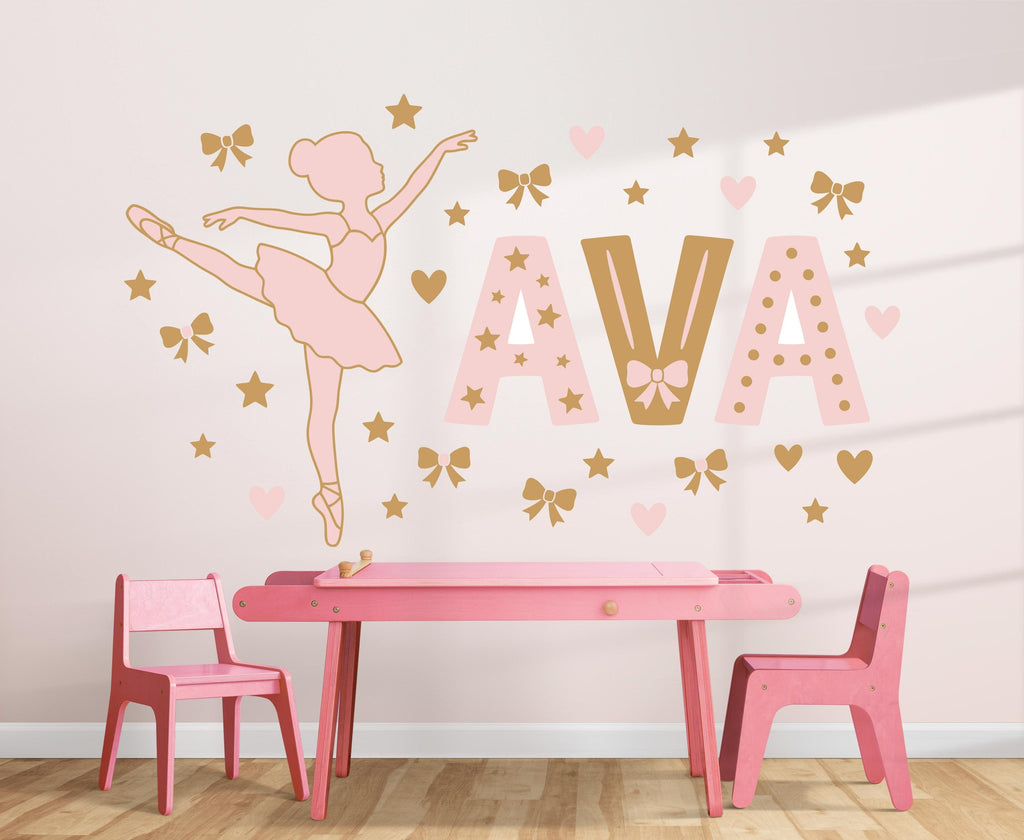 Custom Ballerina Name Vinyl Wall Decal, Girl's Room Decor 1209RS