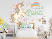 Load image into Gallery viewer, Custom Unicorn Name Vinyl Wall Decal, Girl's Room Decor 1210RS