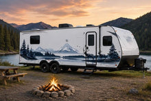 Load image into Gallery viewer, Mountain Wildlife RV Decal, Elk Camper Graphic, Mountain Lake RV Wrap, Forest Motorhome Decal, Scenic Travel Trailer Sticker cv005