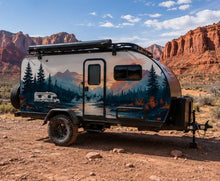 Load image into Gallery viewer, Mountain Sunset RV Decal, Camper Lake Landscape Wrap, Travel Trailer Vinyl Graphic, Motorhome Nature Sticker, RV Side Decal cv008