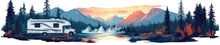 Load image into Gallery viewer, Mountain Sunset RV Decal, Camper Lake Landscape Wrap, Travel Trailer Vinyl Graphic, Motorhome Nature Sticker, RV Side Decal cv008