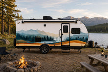 Load image into Gallery viewer, Mountain Forest RV Decal, Fifth Wheel Camper Wrap, Travel Trailer Landscape Vinyl, Motorhome Side Graphic, Nature RV Sticker cv009