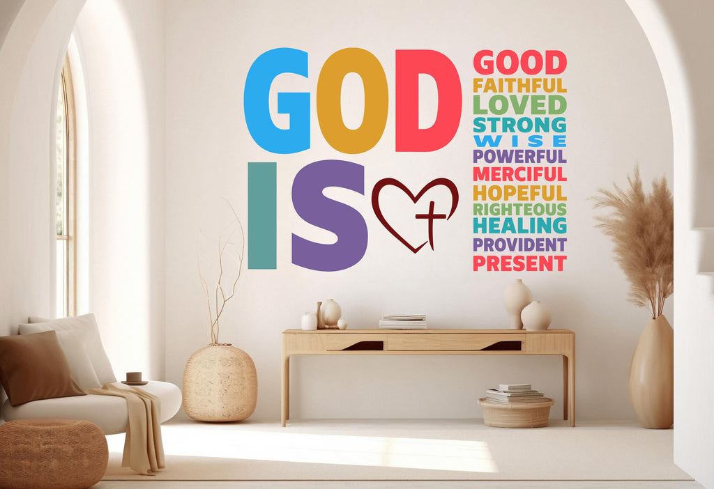 God Is, Good Faithful Loved wall decal Motivational Inspirational Wall Decal Sticker Office Wall Decal Women eyelashes Beauty 1206RS