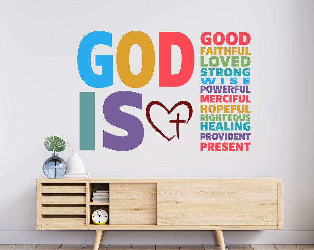 God Is, Good Faithful Loved wall decal Motivational Inspirational Wall Decal Sticker Office Wall Decal Women eyelashes Beauty 1206RS