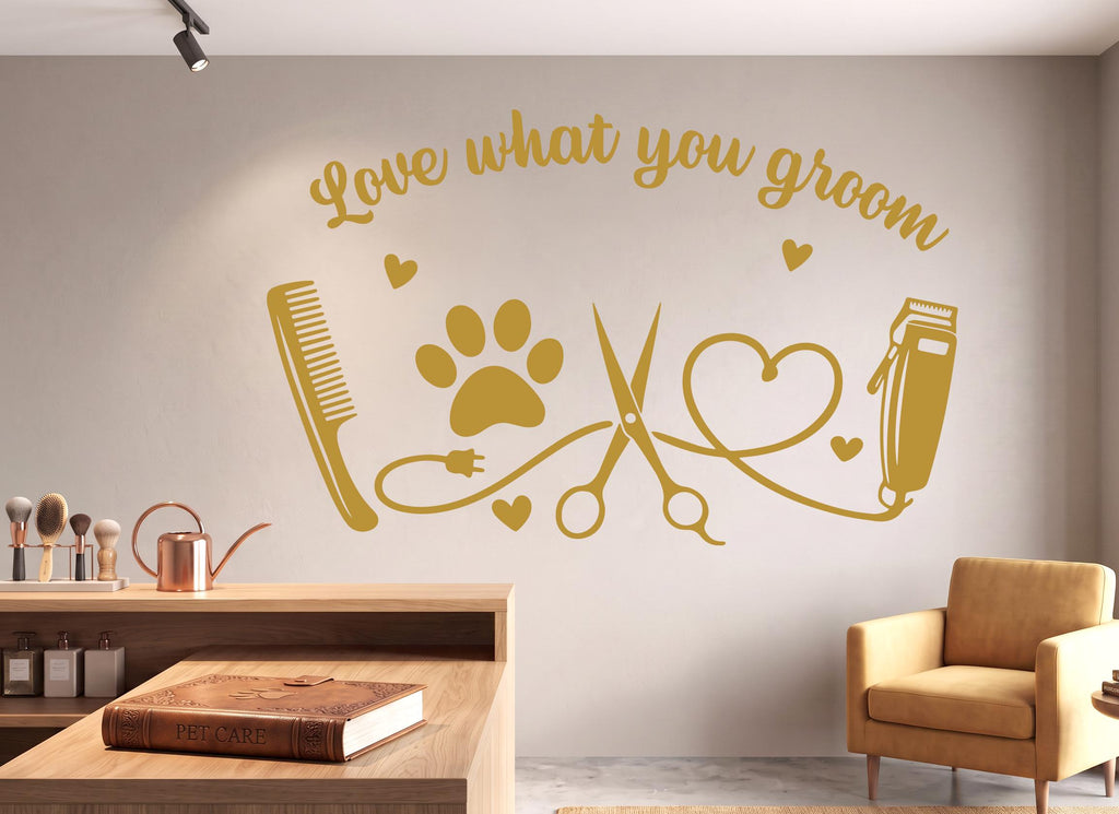 Grooming Salon Dog Wall Decor, Dog Wall Decals, Dog Wall Art, Dog Lover Stickers Pets Bedroom Wall Vinyl Nursery Wall Decals Art 1224RS