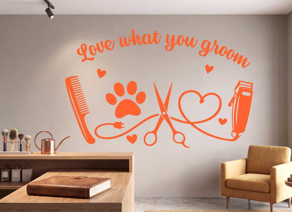 Grooming Salon Dog Wall Decor, Dog Wall Decals, Dog Wall Art, Dog Lover Stickers Pets Bedroom Wall Vinyl Nursery Wall Decals Art 1224RS