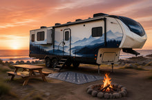 Load image into Gallery viewer, Blue Mountain RV Decal, Travel Trailer Landscape Wrap, Camper Mountain Vinyl Graphic, Motorhome Side Decal, Nature RV Sticker cv010