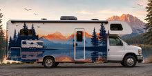 Load image into Gallery viewer, Mountain Lake RV Decal, Camper Mountain Sticker, Forest RV Graphics, Travel Trailer Decal, Mountain Sunset RV Wrap, Camping Vinyl cv001