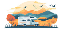 Load image into Gallery viewer, Teardrop Camper Decal, Mountain RV Decal, Forest Trailer Sticker, Travel Trailer Graphic, Camper Wrap, Nature RV Graphics, Camping cv002