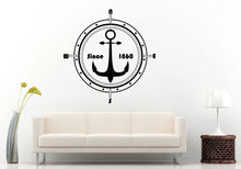 Load image into Gallery viewer, Anchor Compass Since 1860 Sea Ocean Water Navigation Navigator Navy Naval Nautical Wall Decal Vinyl Sticker Mural Room Decor L1176