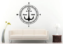 Load image into Gallery viewer, Anchor Compass Since 1860 Sea Ocean Water Navigation Navigator Navy Naval Nautical Wall Decal Vinyl Sticker Mural Room Decor L1176