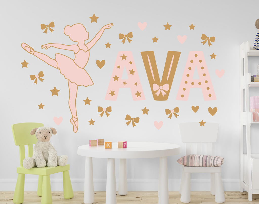 Custom Ballerina Name Vinyl Wall Decal, Girl's Room Decor 1209RS