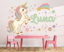 Load image into Gallery viewer, Custom Unicorn Name Vinyl Wall Decal, Girl's Room Decor 1210RS