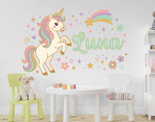 Load image into Gallery viewer, Custom Unicorn Name Vinyl Wall Decal, Girl's Room Decor 1210RS