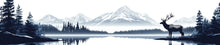 Load image into Gallery viewer, Mountain Wildlife RV Decal, Elk Camper Graphic, Mountain Lake RV Wrap, Forest Motorhome Decal, Scenic Travel Trailer Sticker cv005