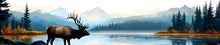 Load image into Gallery viewer, Mountain Elk RV Decal, Camper Mountain Lake Vinyl Graphic, Travel Trailer Decal, Motorhome Side Wrap, Nature RV Sticker cv006